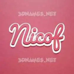 nicof in Red Scribble style - 3D name wallpaper