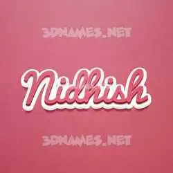 nidhish in Red Scribble style - 3D name wallpaper