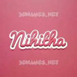 nihitha in Red Scribble style - 3D name wallpaper