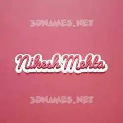 nikesh mehta in Red Scribble style - 3D name wallpaper