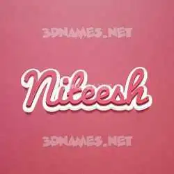niteesh in Red Scribble style - 3D name wallpaper