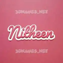 nitheen in Red Scribble style - 3D name wallpaper