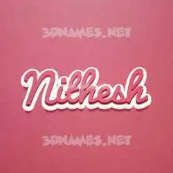 nithesh in Red Scribble style - 3D name wallpaper