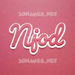 njod in Red Scribble style - 3D name wallpaper