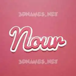 nour in Red Scribble style - 3D name wallpaper