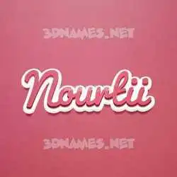 nourtii in Red Scribble style - 3D name wallpaper