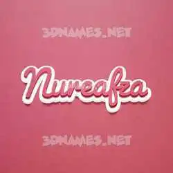 nureafza in Red Scribble style - 3D name wallpaper