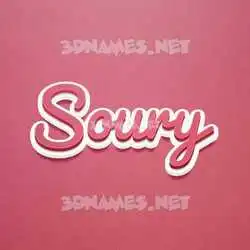 soury in Red Scribble style - 3D name wallpaper