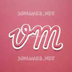 v m in Red Scribble style - 3D name wallpaper