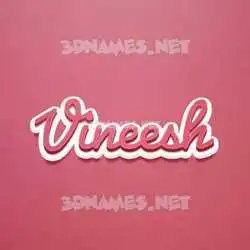 vineesh in Red Scribble style - 3D name wallpaper