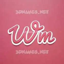 wm in Red Scribble style - 3D name wallpaper
