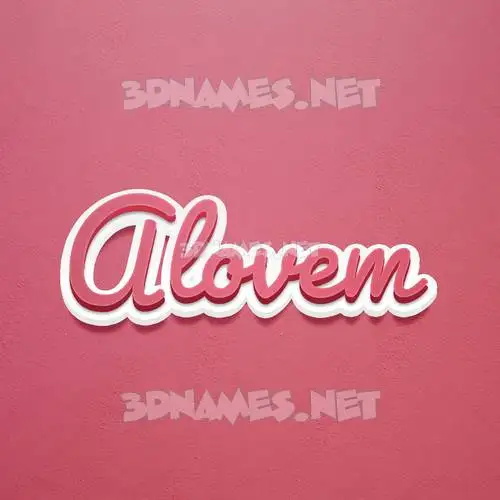 alovem in Red Scribble style - 3D name wallpaper