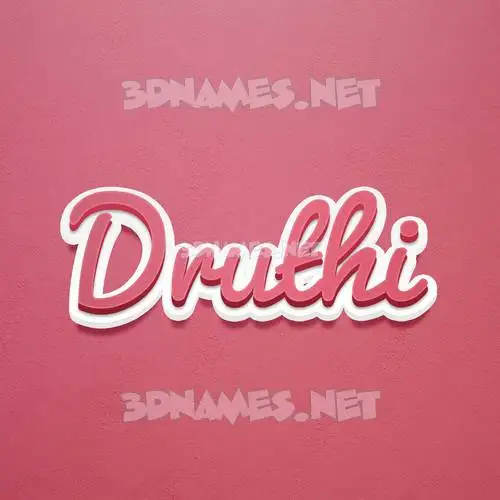 druthi in Red Scribble style - 3D name wallpaper