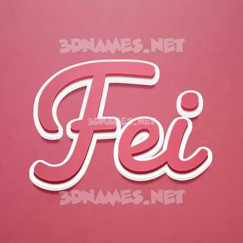fei in Red Scribble style - 3D name wallpaper