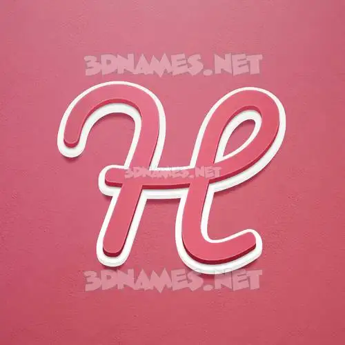 h in Red Scribble style - 3D name wallpaper