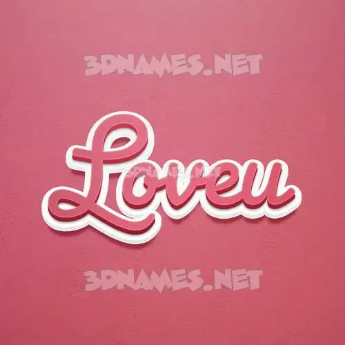 loveu in Red Scribble style - 3D name wallpaper