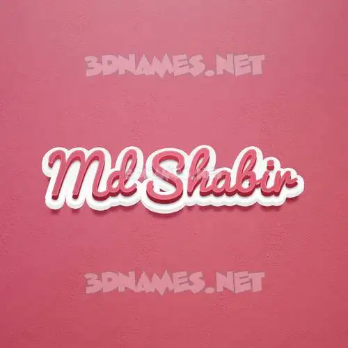 md shabir in Red Scribble style - 3D name wallpaper