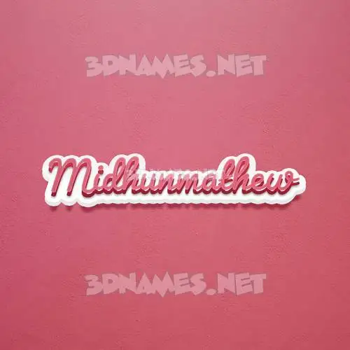 midhunmathew in Red Scribble style - 3D name wallpaper