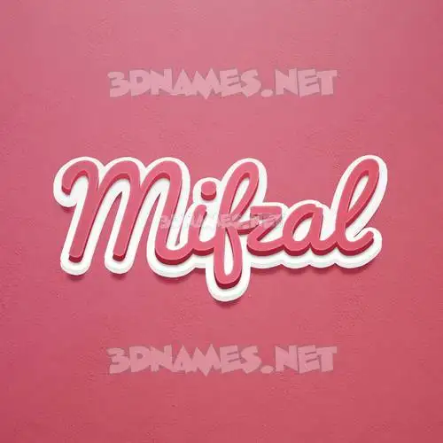 mifzal in Red Scribble style - 3D name wallpaper