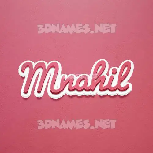 mnahil in Red Scribble style - 3D name wallpaper