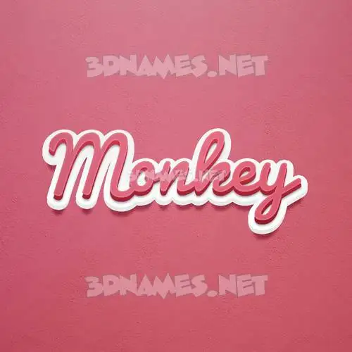 monkey in Red Scribble style - 3D name wallpaper