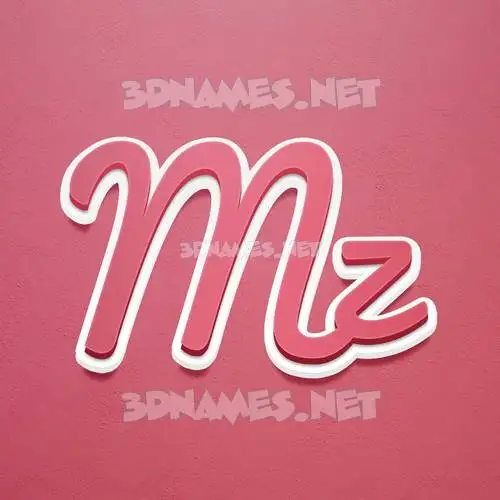 mz in Red Scribble style - 3D name wallpaper