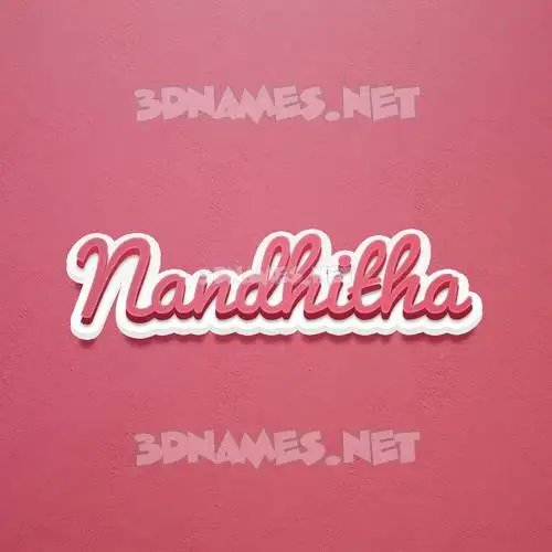 nandhitha in Red Scribble style - 3D name wallpaper