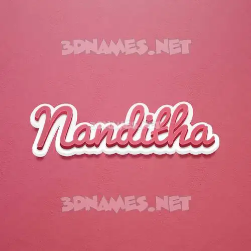 nanditha in Red Scribble style - 3D name wallpaper