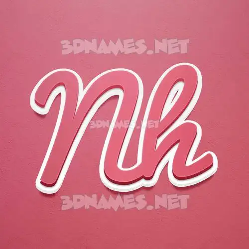 nh in Red Scribble style - 3D name wallpaper