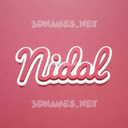 nidal in Red Scribble style - 3D name wallpaper