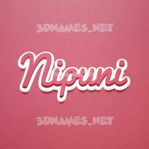 nipuni in Red Scribble style - 3D name wallpaper