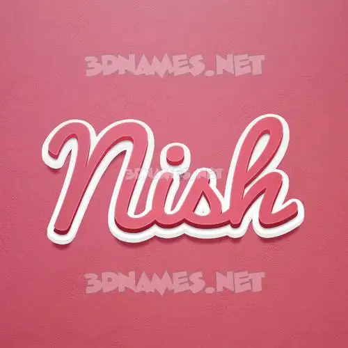 nish in Red Scribble style - 3D name wallpaper nish in Red Scribble style - 3D name wallpaper