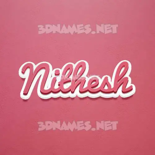 nithesh in Red Scribble style - 3D name wallpaper