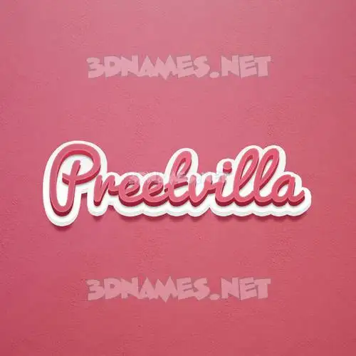 preetvilla in Red Scribble style - 3D name wallpaper