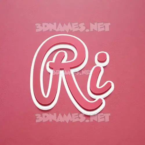 ri in Red Scribble style - 3D name wallpaper
