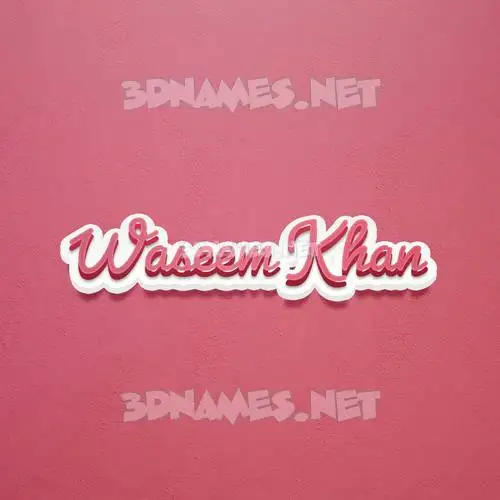 waseem khan in Red Scribble style - 3D name wallpaper