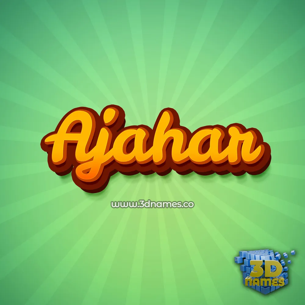 ajahar in Green Rays style - 3D name wallpaper