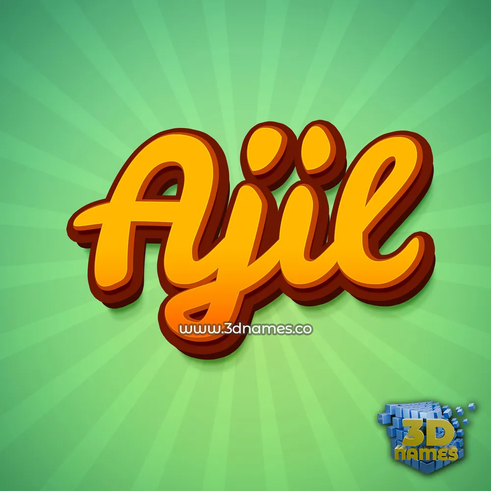 ajil in Green Rays style - 3D name wallpaper