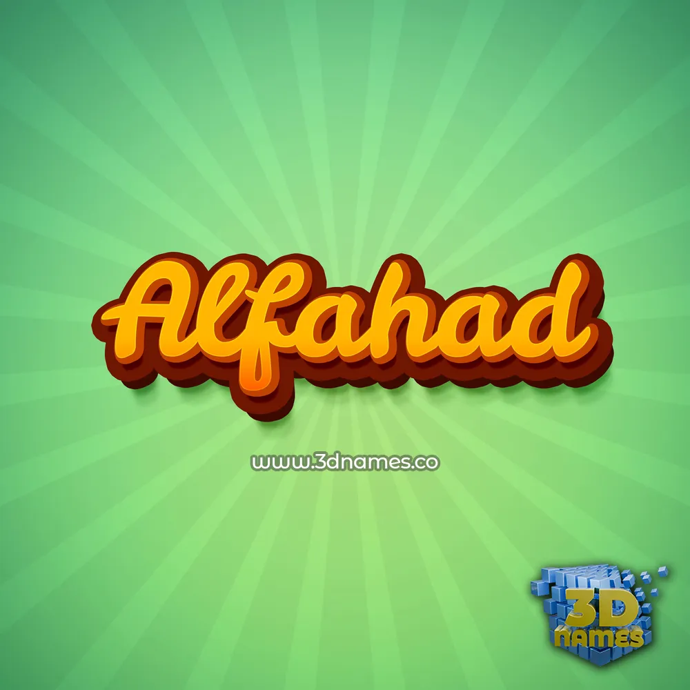 alfahad in Green Rays style - 3D name wallpaper