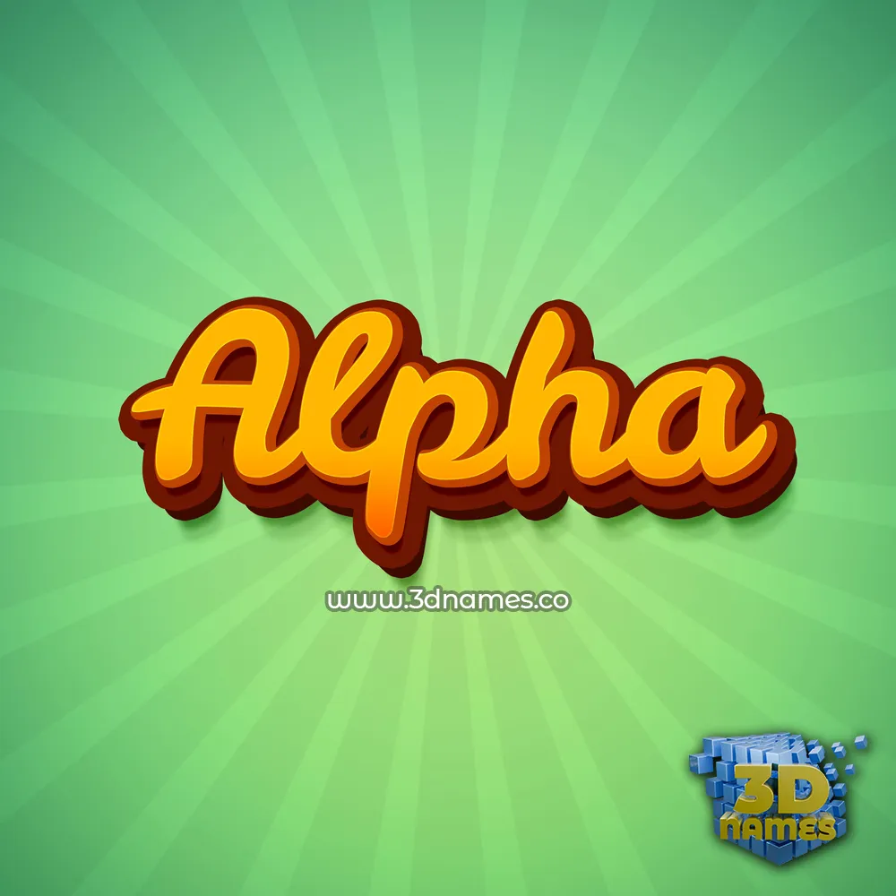 alpha in Green Rays style - 3D name wallpaper