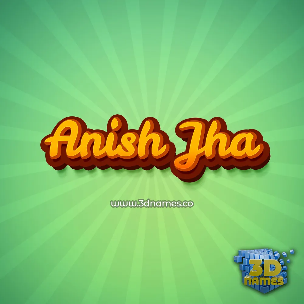 anish jha in Green Rays style - 3D name wallpaper