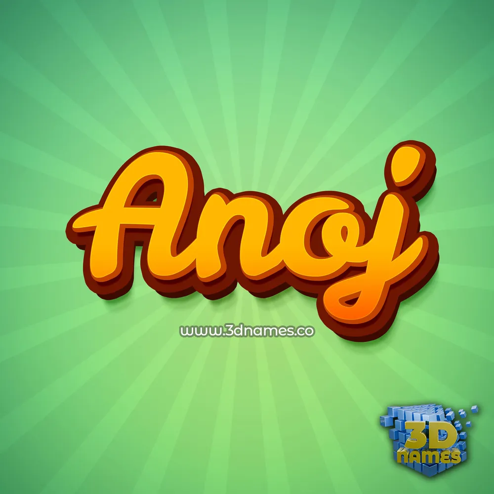 anoj in Green Rays style - 3D name wallpaper