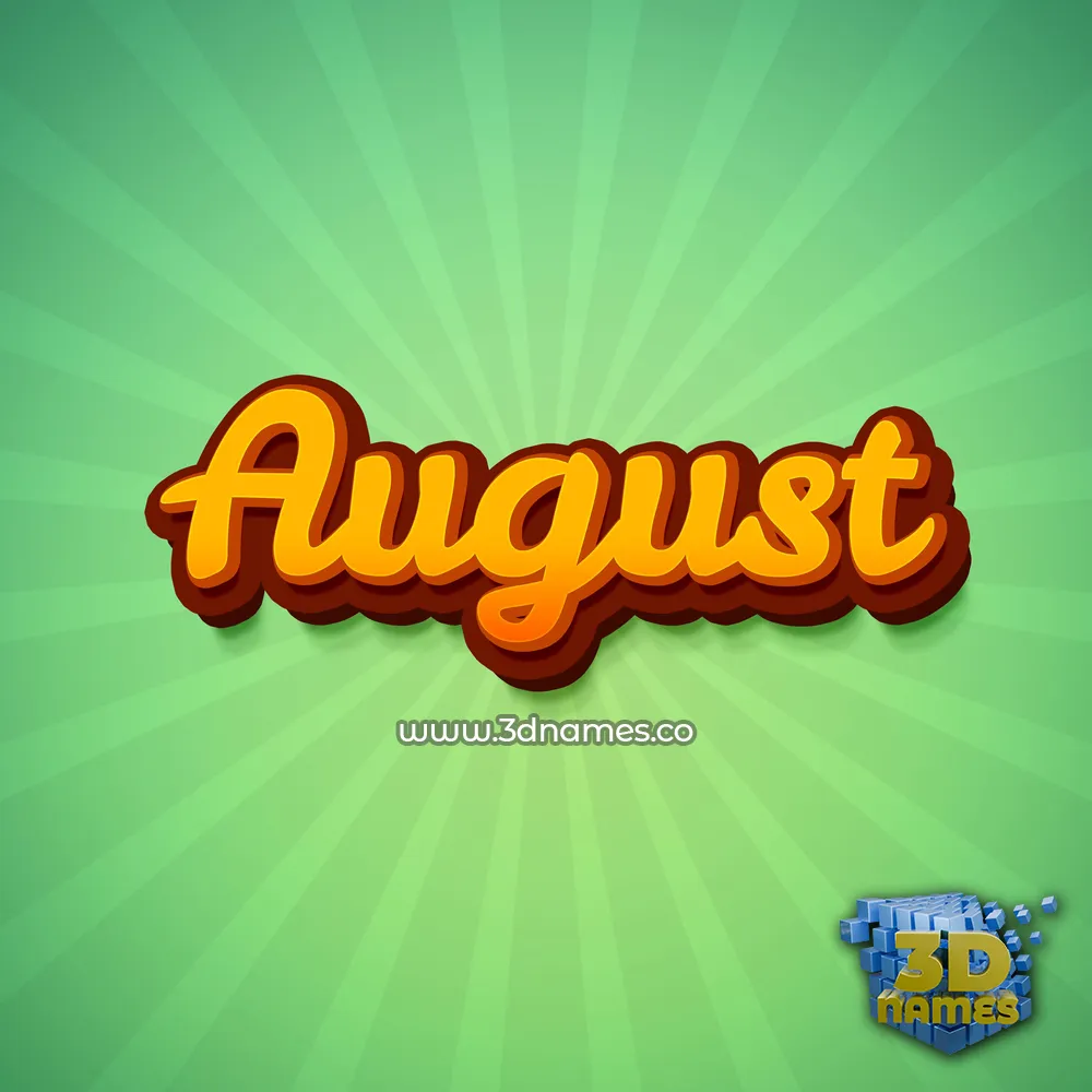 august in Green Rays style - 3D name wallpaper