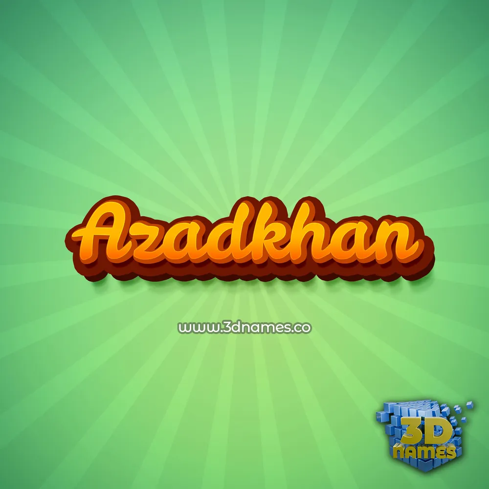 azadkhan in Green Rays style - 3D name wallpaper