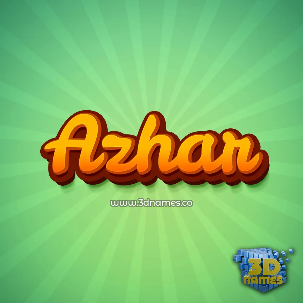 azhar in Green Rays style - 3D name wallpaper