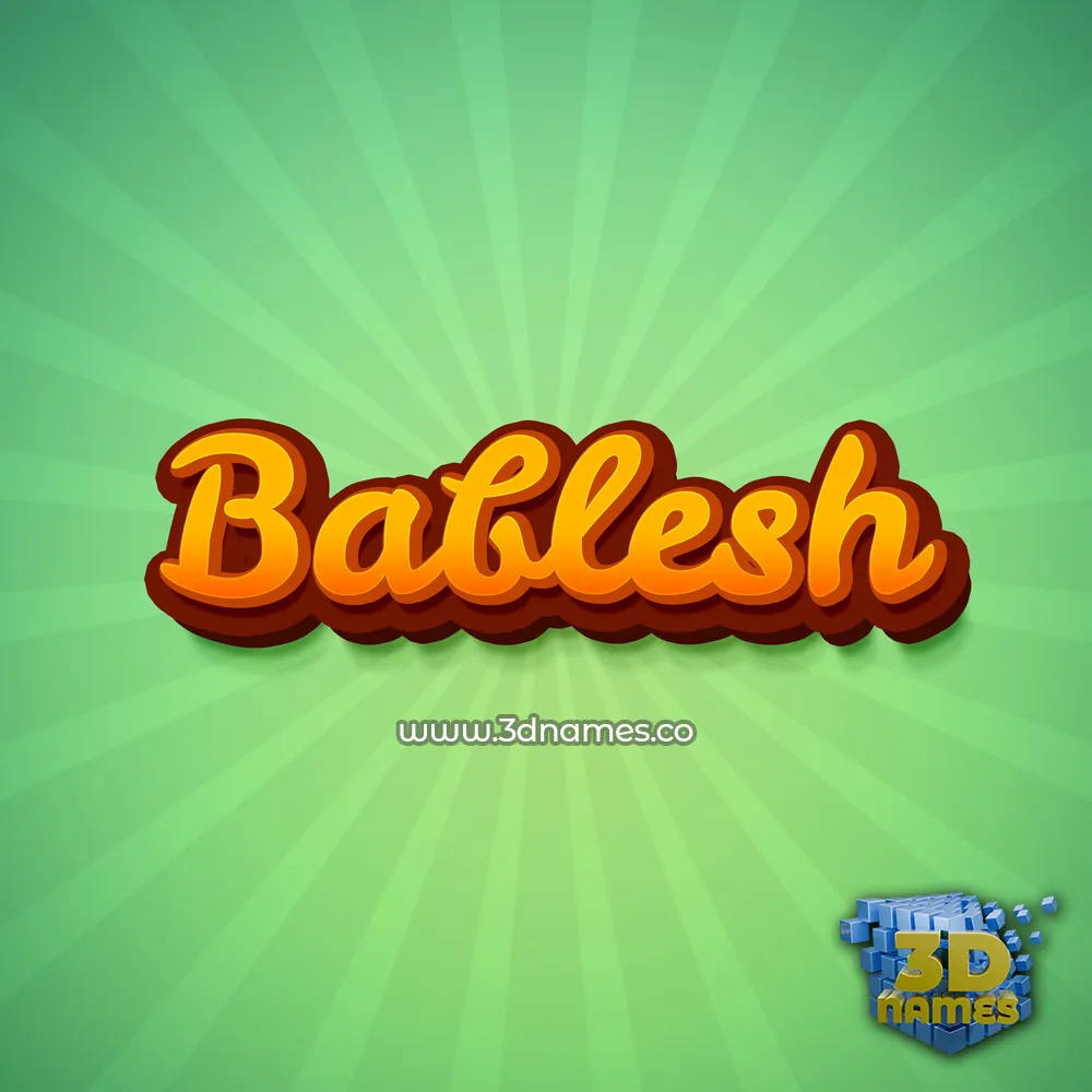 bablesh in Green Rays style - 3D name wallpaper