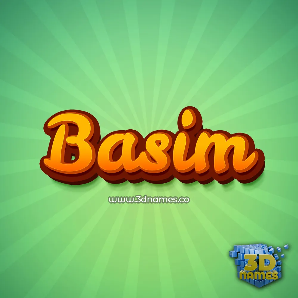 basim in Green Rays style - 3D name wallpaper