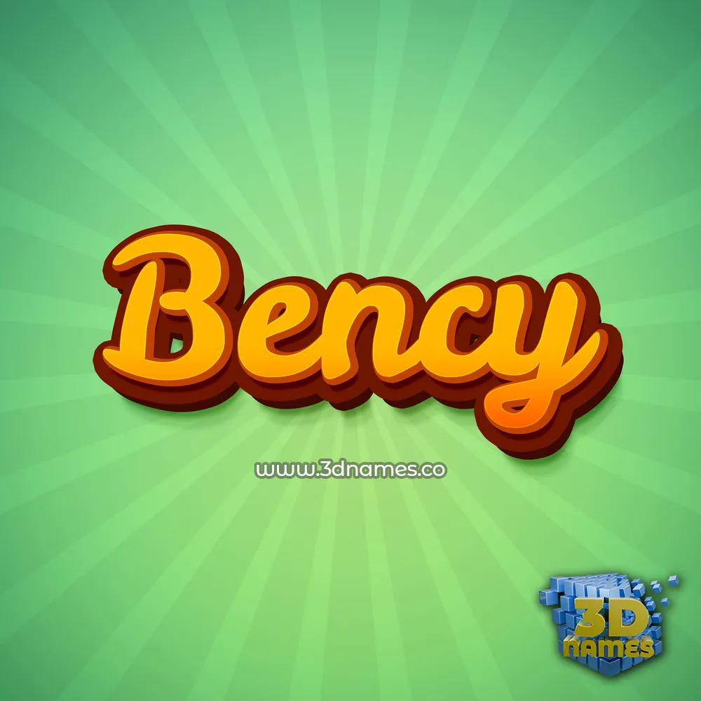bency in Green Rays style - 3D name wallpaper