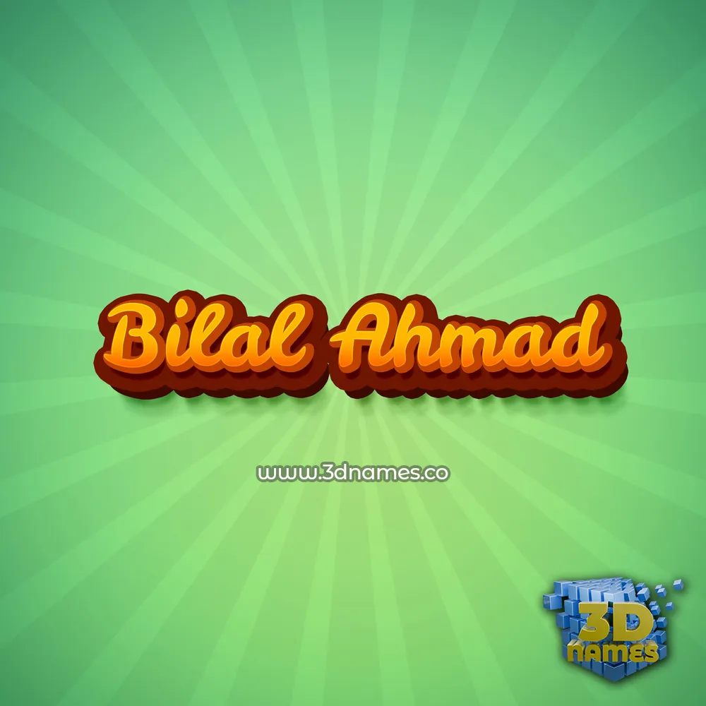 bilal ahmad in Green Rays style - 3D name wallpaper