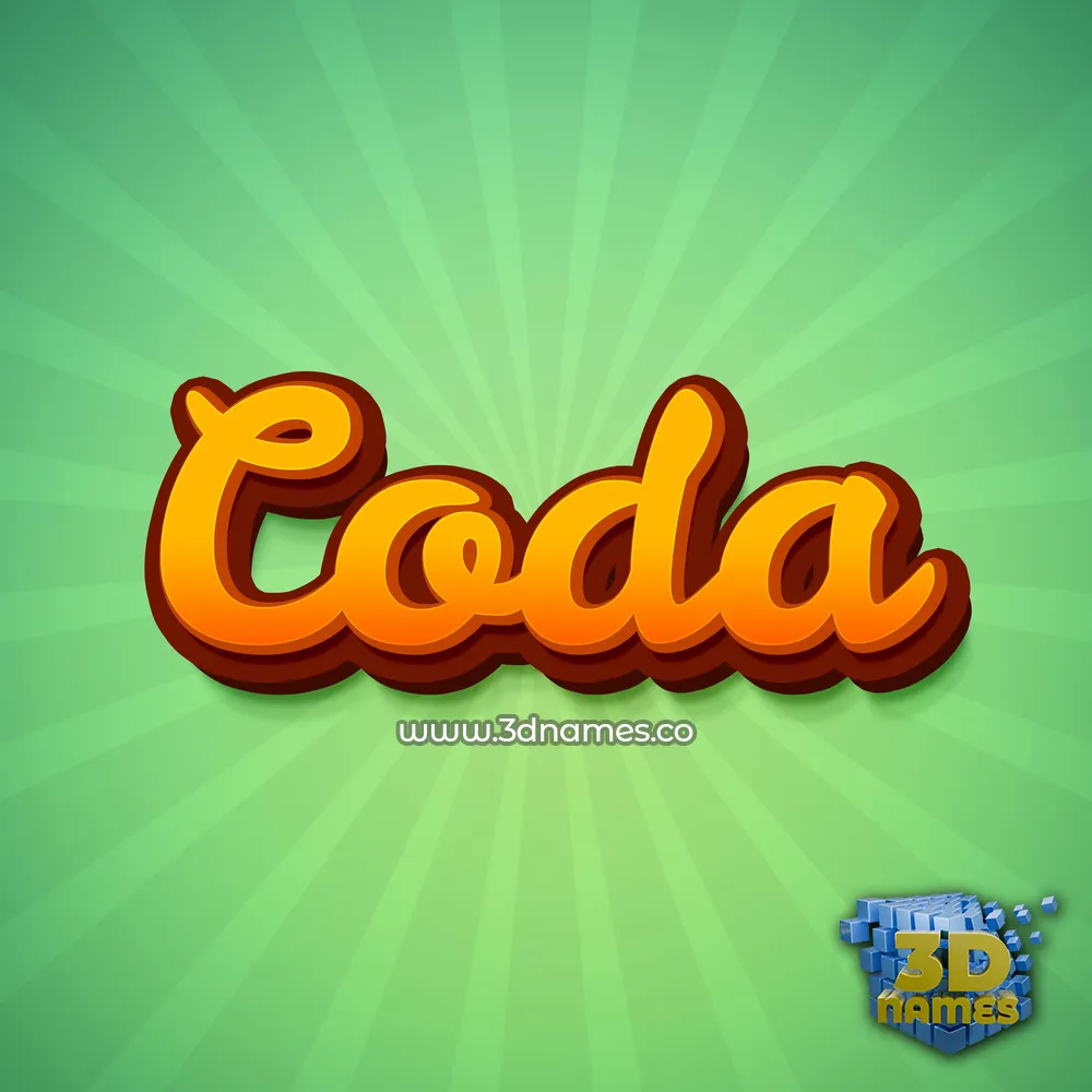 coda in Green Rays style - 3D name wallpaper